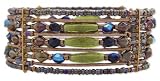 9 Line Dark Bead Cuff Bracelet