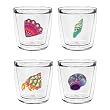 Caribbean Shells 12 oz Double-Old-Fashioned Insulated Beverage Tumblers Set, Clear (4 designs)