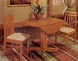 Oak Finish Solid Wood Drop Leaf Table/ Splat Back Chair