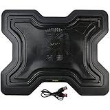 iKross Black USB Powered Aluminum Cooling Pad with Blue LED Fan - fits up to 15.6" Notebook, Chromebook, Macbook, laptop and Ultrabooks