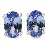 0.90 Carat Genuine Tanzanite Silver Earrings