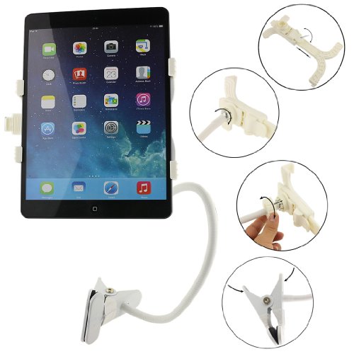 Ancerson Universal Multi-function Flexible Handfree Gooseneck Kit Long Arms Desktop Bed Kitchen Gym Lazy Clip Bracket Holder Stand for Apple iPad 1 2 3 4 5 Air Mini; Acer Iconia Tab B1-710, B1-a71, A1-810; Asus Me301t, Transformer Book T100ta, Me172v, Me173x, Vivotab, Memo Pad FHD 10 Me302c, Rt Tab ; Blackberry Playbook; Motorola Xoom 10.1, Xoom 2; LG G Pad 8.3 V500; Samsung Galaxy Tab 2/ 3, Galaxy Note 8.0, Note 10.1, Galaxy Tab Pro 10.1, Galaxy Note Pro 12.2, Ativ Tab; Dell Venue 8, Venue 7; Lenovo Ideatab S6000, A3000, A1000, S5000, Miix 10, Miix 2, Google Nexus 7/ 10, Kindle Fire Hd, Kindle Fire HDX 7''/ 8.9''and More Tablet Pc (White)