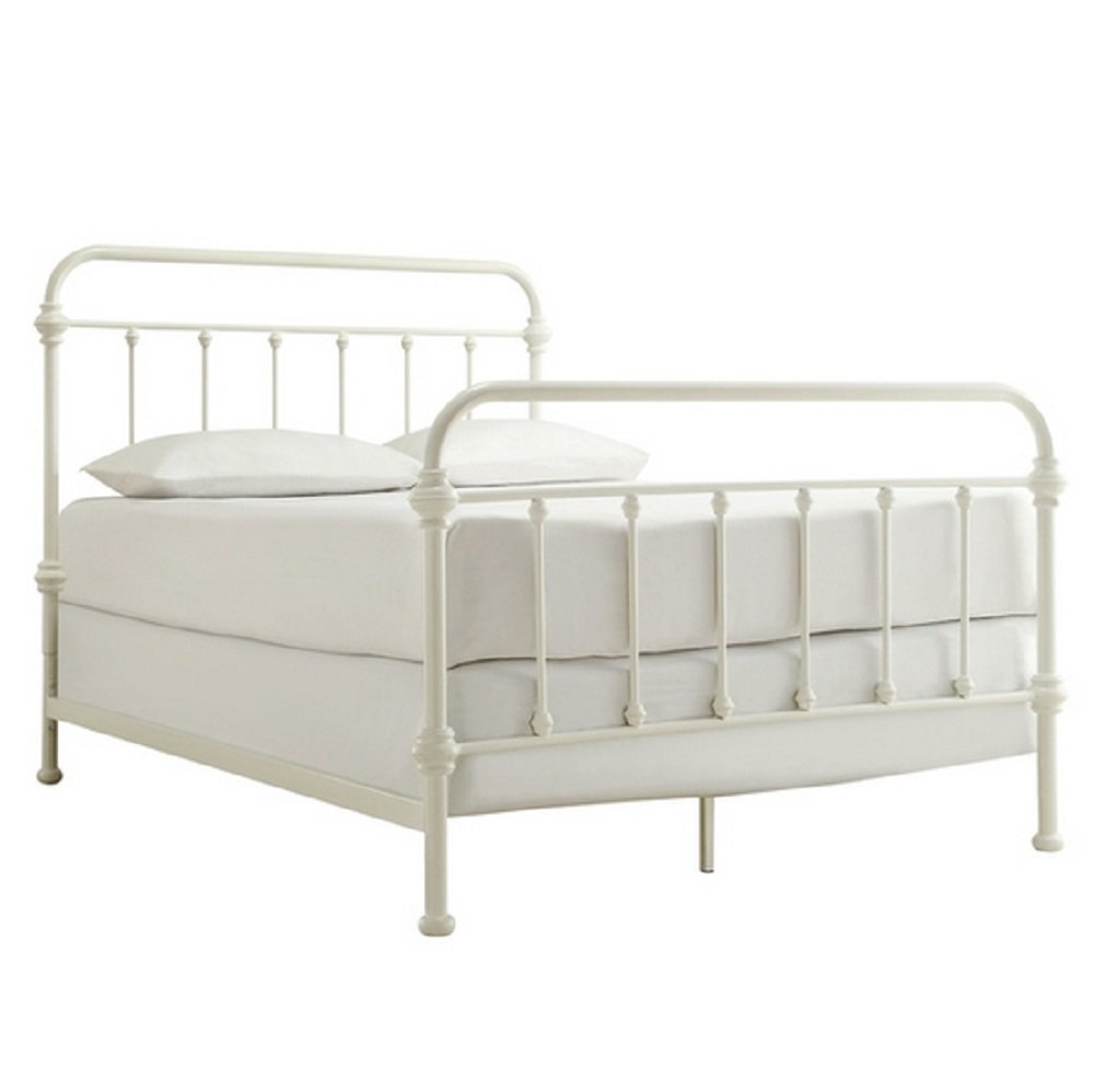 Giselle Antique White Graceful Lines Victorian Iron Metal Bed Full Size