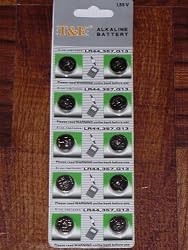 10-pack T&E LR44 1.55v Alkaline Button Cell Battery (Replaces: LR44, CR44, SR44, 357, SR44W, AG13, G13, A76, A-76, PX76, 675, 1166a, LR44H, V13GA, GP76A, L1154, RW82B, EPX76, SR44SW, 303, SR44, S303, S357, SP303, SR44SW)