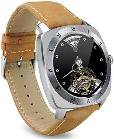 HYON DM88 Waterproof Bluetooth Smart Watch with Suture Leather Strap Heart Rate Monitor Remote Camera Wrist Smartwatch for Android iOS Mobile Phone (Gold)