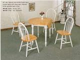Natural & White Round Drop Leaf Dinette Table & 4 Chair