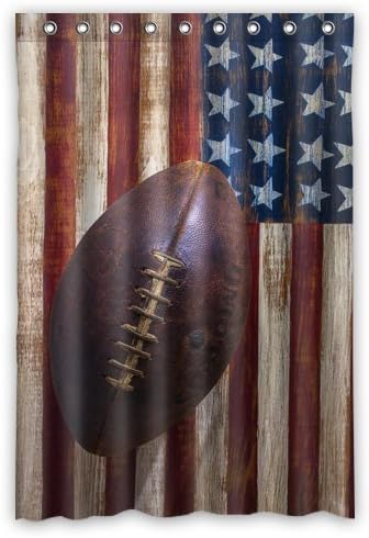 48"(w) x 72"(h) Cute Vintage Old American Football on American Flag Theme Print 100% Polyester Bathroom Shower Curtain Shower Rings Included