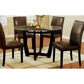 5pc Glass Top Cuppoccino Finish Dining Set