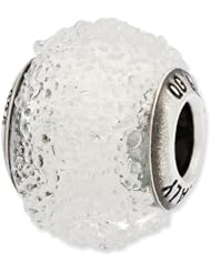 Sterling Silver Reflections Italian White Textured Glass Bead