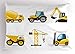 Lunarable Nursery Pillow Sham, Cartoon Style Heavy Machinery Truck Crane Digger Mixer Tractor Construction, Decorative Standard Size Printed Pillowcase, 26 X 20 Inches, Yellow
