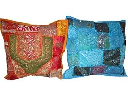 Christmas Gift-2 Burnt Orange Blue Toss Pillow Cushion Covers Free Shipping