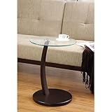 Coaster 900256 Round Accent Table with Glass Top and Cappuccino Base