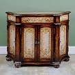 Painted Umber and Ecru Chest 43"W Cabinet 4 Door Solid Wood
