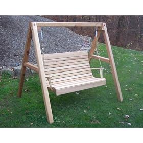 6' Red Cedar Royal Highback Porch Swing w Stand by The Cedar Store