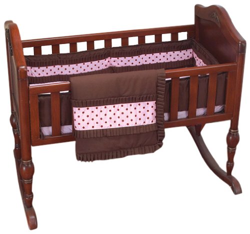 Baby Doll Bedding Cocoa Dots Cradle Set - Brown Pink product image