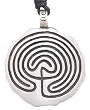 Labyrinth Maze Design Pewter Pendant Necklace