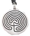 Labyrinth Maze Design Silver Tone Pewter Pendant Necklace