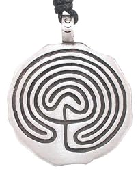 Labyrinth Maze Design Pewter Pendant Necklace
