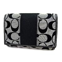 (コーチ) COACH F45802-SBWBK ホワイト×ブラック 二つ折り財布 シグネチャーストライプ コンパクトクラッチ (アウトレット) [並行輸入品]