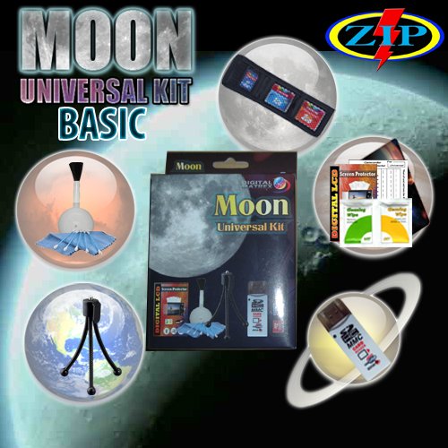 The Moon Universal Kit for Kodak PlaySport Zx3, Canon PowerShot SD1400 IS Cameras Includes: Table-Top Wire Tripod, SD/SDHC Card Reader, LCD Protection Film Kit and more. (NON OEM)..Compatible with Point and Shoot Digital Cameras