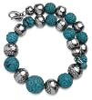 Sterling Silver Native Pearl Turquoise Bead Coil Bracelet
