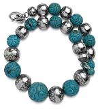 Sterling Silver Native Pearl Turquoise Bead Coil Bracelet