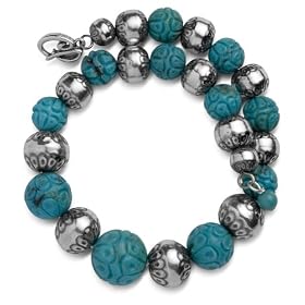 Sterling Silver Native Pearl Turquoise Bead Coil Bracelet by Amazon.com Collection