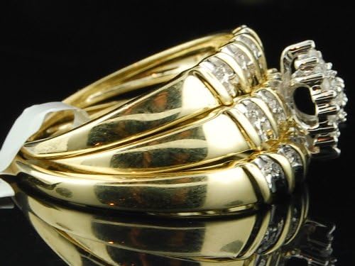 10K Yellow Gold Round Diamond Trio Set 1/10 Cttw