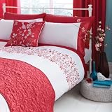 Kyoto Embroidered Flower Duvet Cover Set, Hot Pink, Double