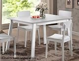 Solid Wood Dining Table with Beveled Edge Design in White Finish