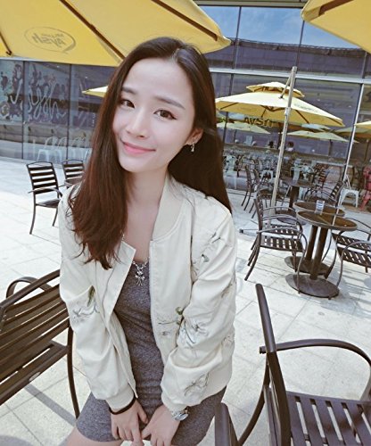 onko （オンコ） 【レディース】 カジュアルジャケット 花柄刺繍デザイン 春秋 アプリコット色 選べる3サイズ 【限定】エコバック付