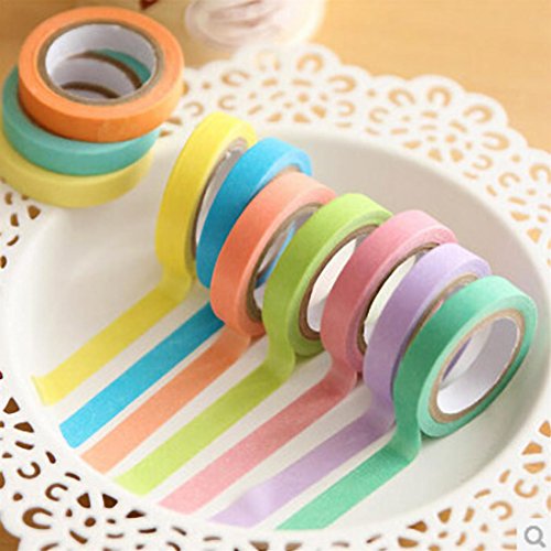 Voberry® 10x Decorative Washi Rainbow Sticky Paper Masking Adhesive Tape Scrapbooking DIY