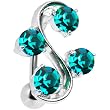 Top Mount Zircon Blue Gem Vine Belly Ring