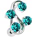 Top Mount Zircon Blue Gem Vine Belly Ring