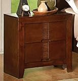 Nightstand with Bamboo Like Design in Cherry Finish