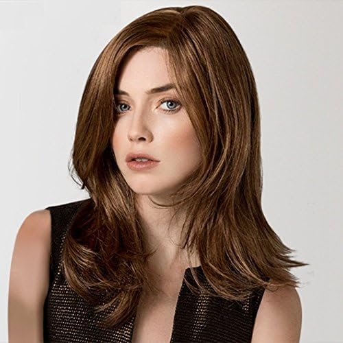 100% Real Hair! Women's Natural Light Brown Medium Straight Full Wig Human Hair