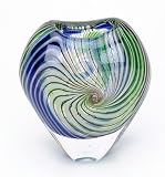 Murano Glass Rainbow Heart Swirls Glass Art Vase