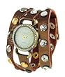 Geneva Designer Inspired Leather Wrap Watch Bronze