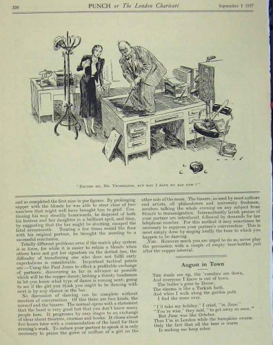 1937 HUMOROUS OFFICE SCENE MAN GOLF TABLE HAT OLD PRINT