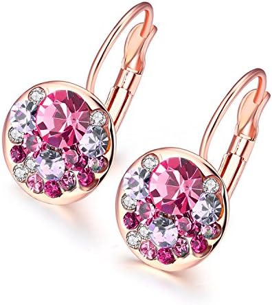Aliliya High Quality Jewelry Signature Pave Exquisite High-End Crystal Earring - Fashion gilt fashion Colorful sparkling round earrings - Red - A-1