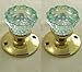 TWO FRENCH DOOR Crystal Glass Knobs SURFACE MOUNT HARDWARE genuine Depression Crystal Dummy Knobs