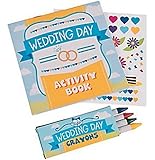 Wedding Day Kids Activity Books with Stickers and Crayons, One Dozen