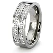 6.5mm Women's Titanium Wedding Band with 22 White Pave Set CZs (Sizes 6-8)