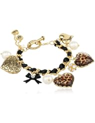 Betsey Johnson Crystal Leopard Heart Toggle Bracelet