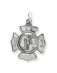 Sterling Silver Saint Florian Badge Medal 25mmx15mm