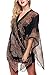 Zeagoo Womens Paisley Print Chiffon Beachwear Poncho Bikini Cover Up Top Dress, One Size, Black