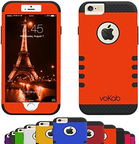 iPhone 6 & 6s Defender Case by VoKab, Hybrid Dual Layer Protection Cover for Apple i Phone 6 (4.7) Lifetime Guarantee (Neon Orange)