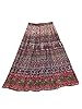 Womans Boho Red Broomstick Long Skirt Green Gauze Elephant Print Peasant