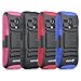 Fosmon STURDY Shock Absorbing Dual Layer Hybrid Holster Cover Kickstand Case for Motorola Moto G (1st Generation Only) / Motorola DVX - Retail Packaging (Dark Blue)