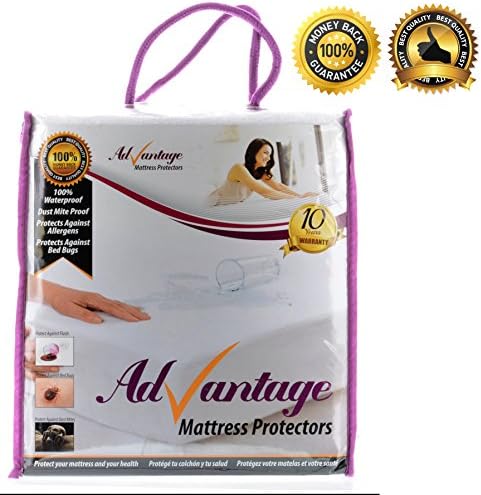 Advantage Mattress Protectors - Premium Cotton Terry Hypoallergenic 100 % Waterproof Best Fitted Protection Covers Against Bed Bugs, Dust Mites, Fluids, Allergens and Bacteria (Twin)